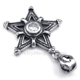 Collier Avec Pendentif Étoile En Titane Et Zircon Blanc (Chaîne Offerte)