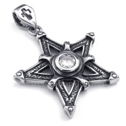 Collier Avec Pendentif Étoile En Titane Et Zircon Blanc (Chaîne Offerte)