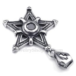 Collier Avec Pendentif Étoile En Titane Et Zircon Noir (Chaîne Offerte)