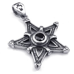 Collier Avec Pendentif Étoile En Titane Et Zircon Noir (Chaîne Offerte)