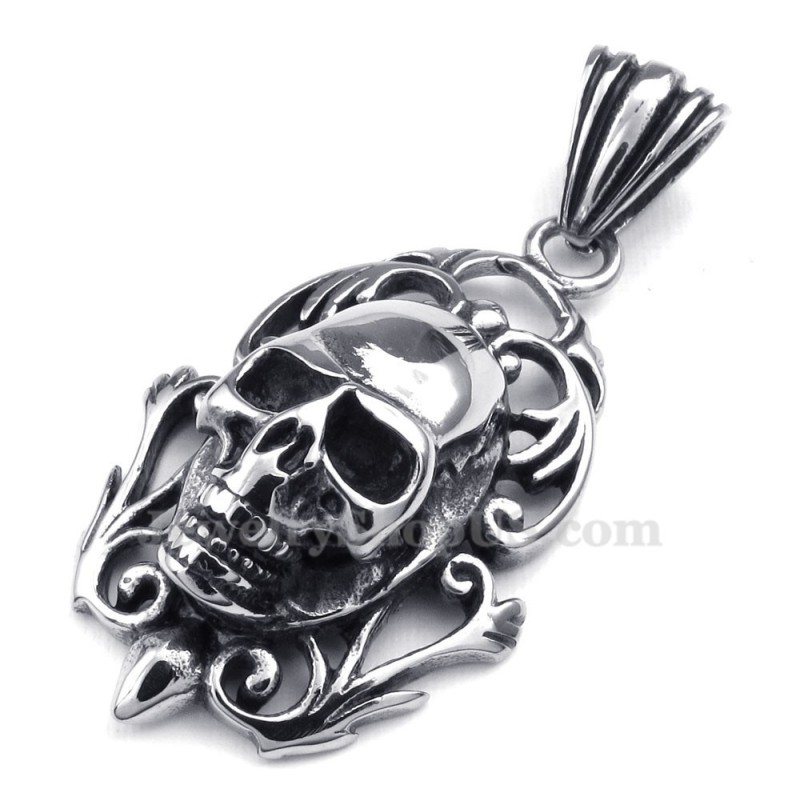 Collier Pendentif Tête De Mort En Titane Pour Homme (Chaîne Offerte) Collier Pendentif Tête De Mort En Titane Pour Homme (Chaîne Offerte)