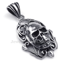 Collier Pendentif Tête De Mort En Titane Pour Homme (Chaîne Offerte)