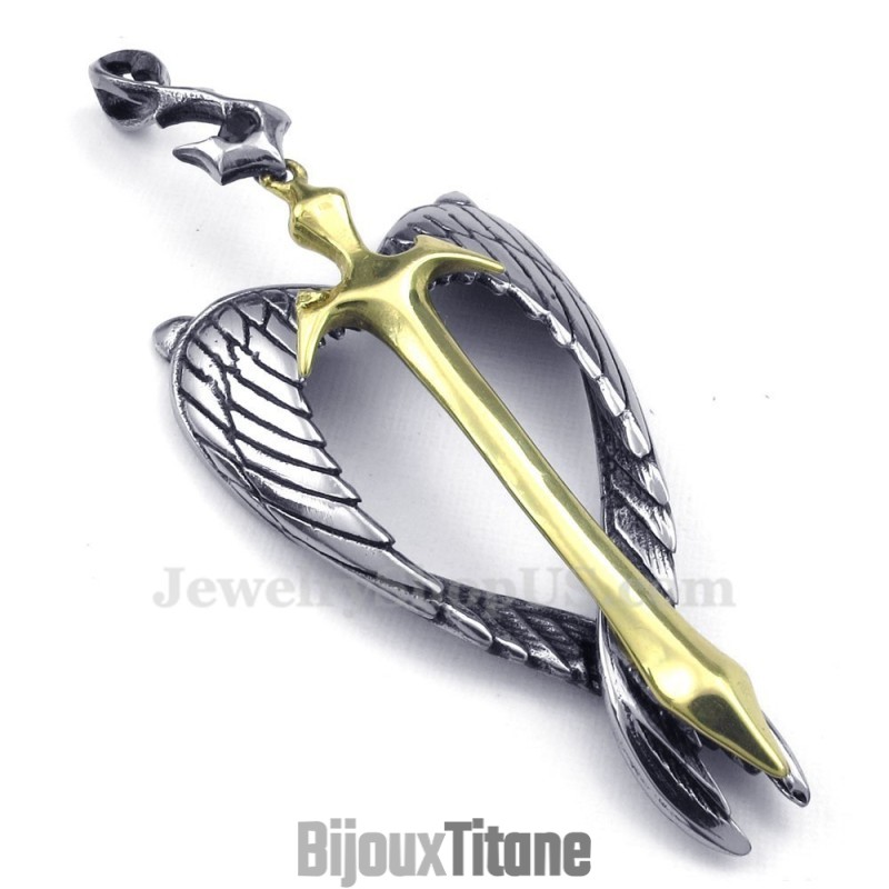 Collier Avec Pendentif Croix En Titane Et Or (Chaîne Offerte)