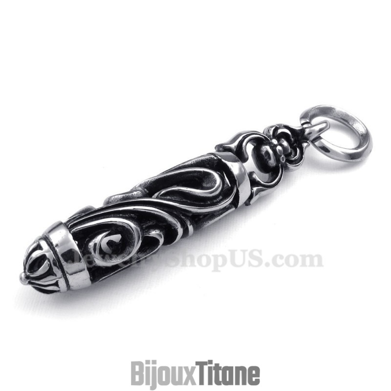 Collier Avec Pendentif Cylindre Et Colonne En Titane (Chaîne Gratuite) Collier Avec Pendentif Cylindre Et Colonne En Titane (Chaîne Gratuite)