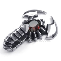Collier Pendentif Scorpion En Titane Et Zircon Rouge (Chaîne Offerte)