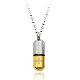 Pendentif Capsule Ouvrable En Titane Doré De Style Nouveau - Chaîne Offerte