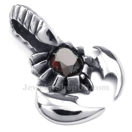 Collier Pendentif Scorpion En Titane Et Zircon Rouge (Chaîne Offerte)