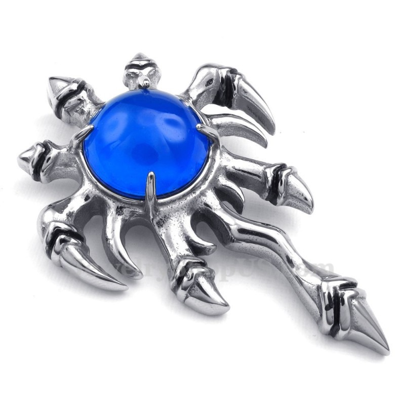 Collier Avec Pendentif Griffe En Titane Et Zircon Bleu (Chaîne Offerte) Collier Avec Pendentif Griffe En Titane Et Zircon Bleu (Chaîne Offerte)