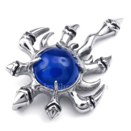 Collier Avec Pendentif Griffe En Titane Et Zircon Bleu (Chaîne Offerte)