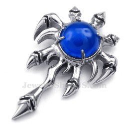 Collier Avec Pendentif Griffe En Titane Et Zircon Bleu (Chaîne Offerte)
