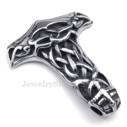 Collier Avec Pendentif Marteau De Thor En Titane Et Tête De Mort (Chaîne Offerte)