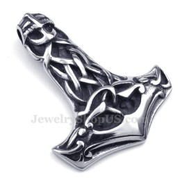 Collier Avec Pendentif Marteau De Thor En Titane Et Tête De Mort (Chaîne Offerte)