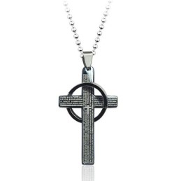 Pendentif Croix Biblique En Titane Noir Pour Homme - Chaîne Offerte