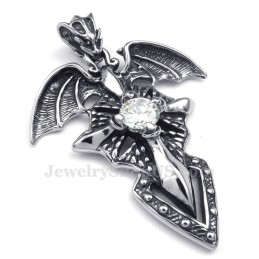 Collier Avec Pendentif Ptérosaure En Titane Et Zircon Blanc (Chaîne Offerte)