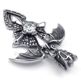 Collier Avec Pendentif Ptérosaure En Titane Et Zircon Blanc (Chaîne Offerte)