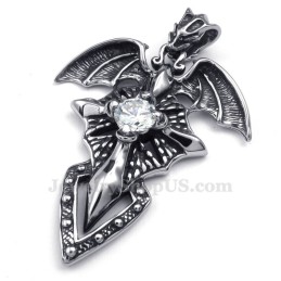 Collier Avec Pendentif Ptérosaure En Titane Et Zircon Blanc (Chaîne Offerte)