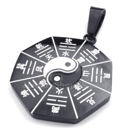 Collier Pendentif En Titane Avec Huit Diagrammes Noirs (Chaîne Offerte)