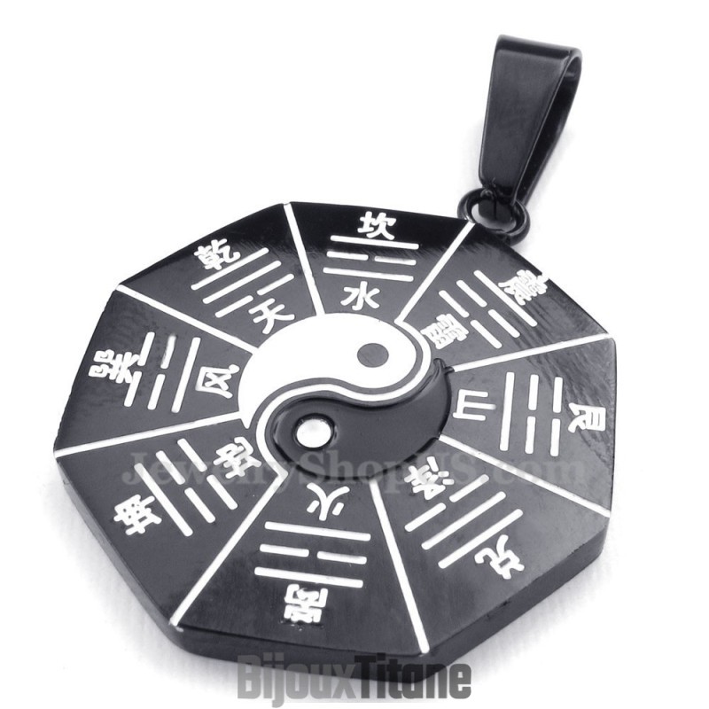 Collier Pendentif En Titane Avec Huit Diagrammes Noirs (Chaîne Offerte) Collier Pendentif En Titane Avec Huit Diagrammes Noirs (Chaîne Offerte)