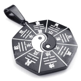 Collier Pendentif En Titane Avec Huit Diagrammes Noirs (Chaîne Offerte)