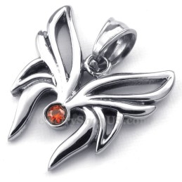 Collier Pendentif Papillon En Titane Et Zircon Rouge (Chaîne Offerte)