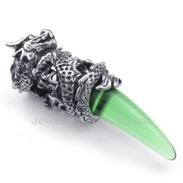 Collier Pendentif Dent De Dragon En Titane Vert (Chaîne Gratuite)