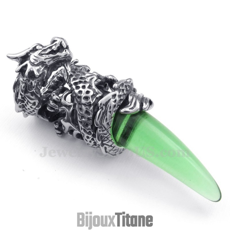 Collier Pendentif Dent De Dragon En Titane Vert (Chaîne Gratuite) Collier Pendentif Dent De Dragon En Titane Vert (Chaîne Gratuite)
