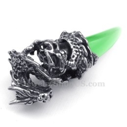 Collier Pendentif Dent De Dragon En Titane Vert (Chaîne Gratuite)
