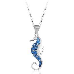 Pendentif Hippocampe Kaup Bleu En Titane Avec Diamants - Chaîne Offerte
