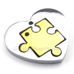 Collier Avec Pendentif Cœur En Titane Doré Pour Couple (Chaîne Offerte) (Une Paire)