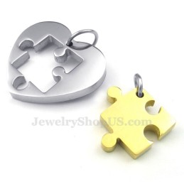 Collier Avec Pendentif Cœur En Titane Doré Pour Couple (Chaîne Offerte) (Une Paire)