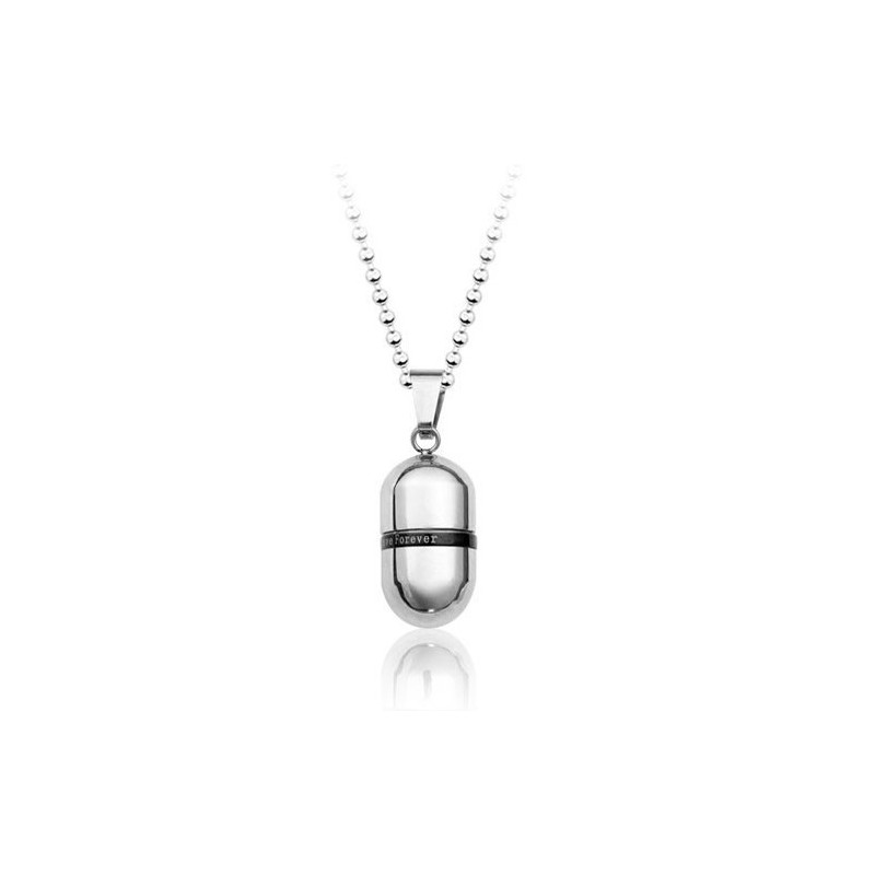 Pendentif Capsule Ouvrable En Titane « Love Forever » - Chaîne Offerte