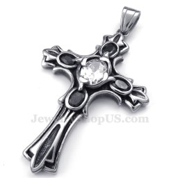 Collier Avec Pendentif Croix En Titane Et Zircon Blanc (Chaîne Offerte)