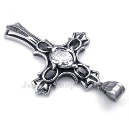 Collier Avec Pendentif Croix En Titane Et Zircon Blanc (Chaîne Offerte)