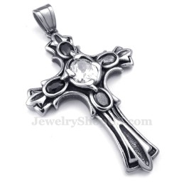 Collier Avec Pendentif Croix En Titane Et Zircon Blanc (Chaîne Offerte)