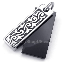Collier Pendentif En Pierre Noire En Titane (Chaîne Gratuite)