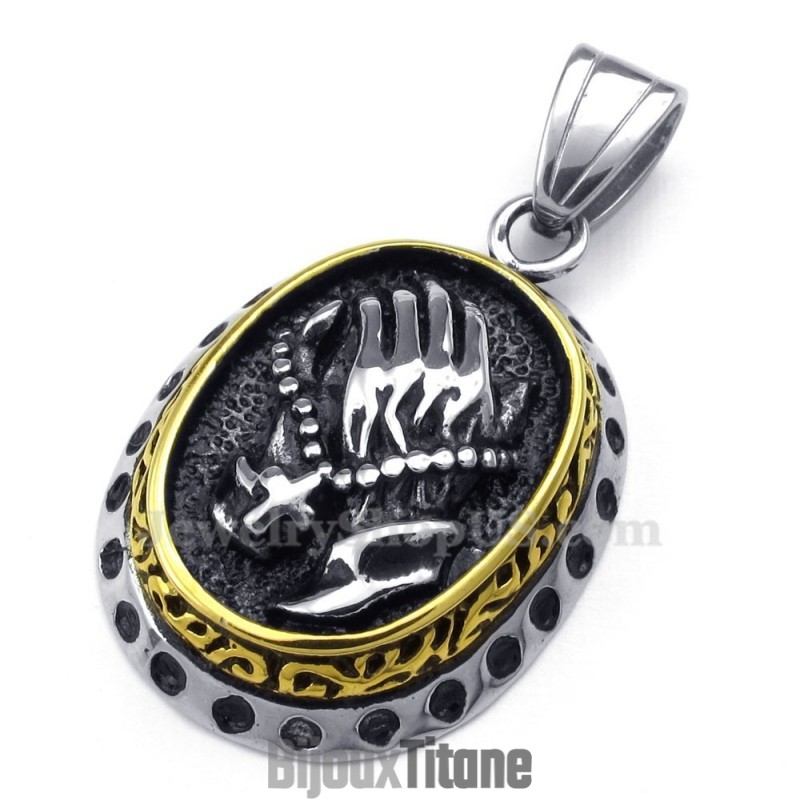 Collier Pendentif En Titane Avec Mains Tremblantes (Chaîne Gratuite) Collier Pendentif En Titane Avec Mains Tremblantes (Chaîne Gratuite)
