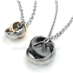 Collier Pendentif En Titane À Doubles Anneaux Entrelacés (Chaîne Offerte) (Une Paire)