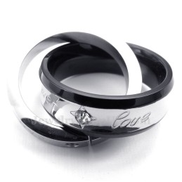 Collier Pendentif En Titane Pour Couple Avec Cercles Entrelacés (Chaîne Offerte) (Une Paire)
