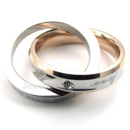 Collier Pendentif En Titane Pour Couple Avec Cercles Entrelacés (Chaîne Offerte) (Une Paire)