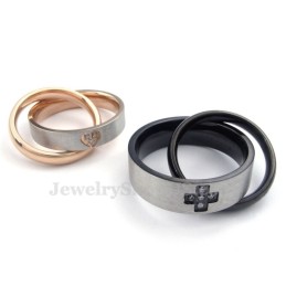 Collier Pendentif En Titane Avec Anneaux Entrelacés Pour Couple (Chaîne Offerte) (Une Paire)