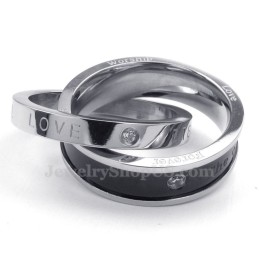 Collier Avec Pendentif En Titane Pour Couple Avec Anneaux Entrelacés (Chaîne Offerte) (Une Paire)