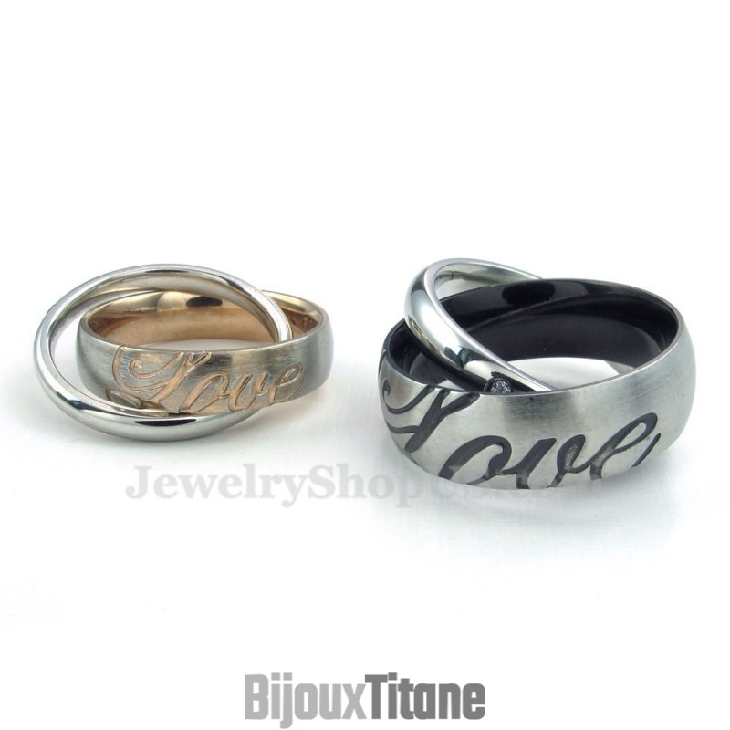 Collier Pendentif En Titane Avec Cercles Entrelacés (Chaîne Offerte) (Une Paire)