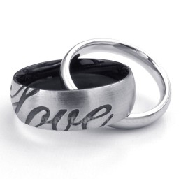 Collier Pendentif En Titane Avec Cercles Entrelacés (Chaîne Offerte) (Une Paire)