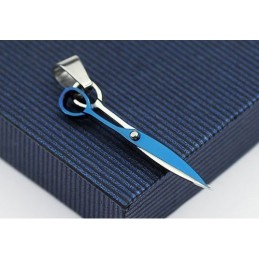 Pendentif En Titane Bleu À Motif Ciseaux - Chaîne Offerte