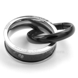 Collier Pendentif Couple En Titane À Double Cercle (Chaîne Offerte) (Une Paire)