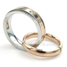 Collier Pendentif Couple En Titane À Double Cercle (Chaîne Offerte) (Une Paire)