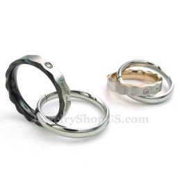 Collier Pendentif Couple En Titane Bicolore (Chaîne Offerte) (Une Paire)