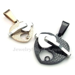 Collier Pendentif Double Cœur En Titane (Chaîne Gratuite)