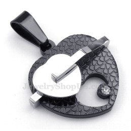 Collier Pendentif Double Cœur En Titane (Chaîne Gratuite)