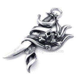 Collier Pendentif Couteau En Titane Avec Tête De Mort (Chaîne Gratuite)